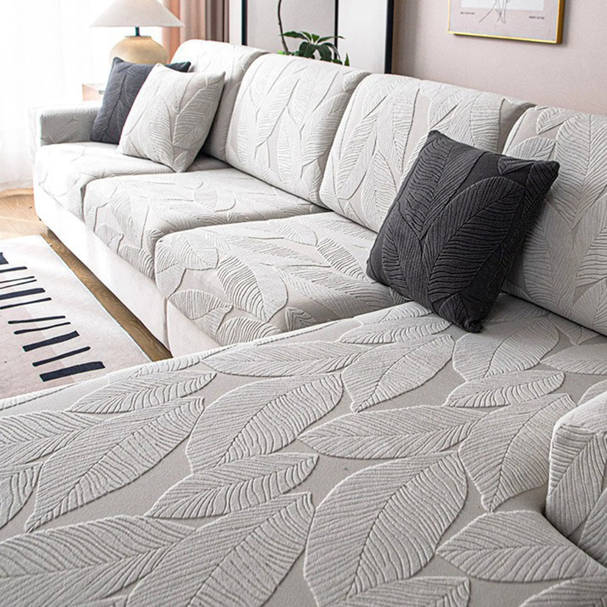 Leaf Velvet Jacquard Modular Sofa Cover