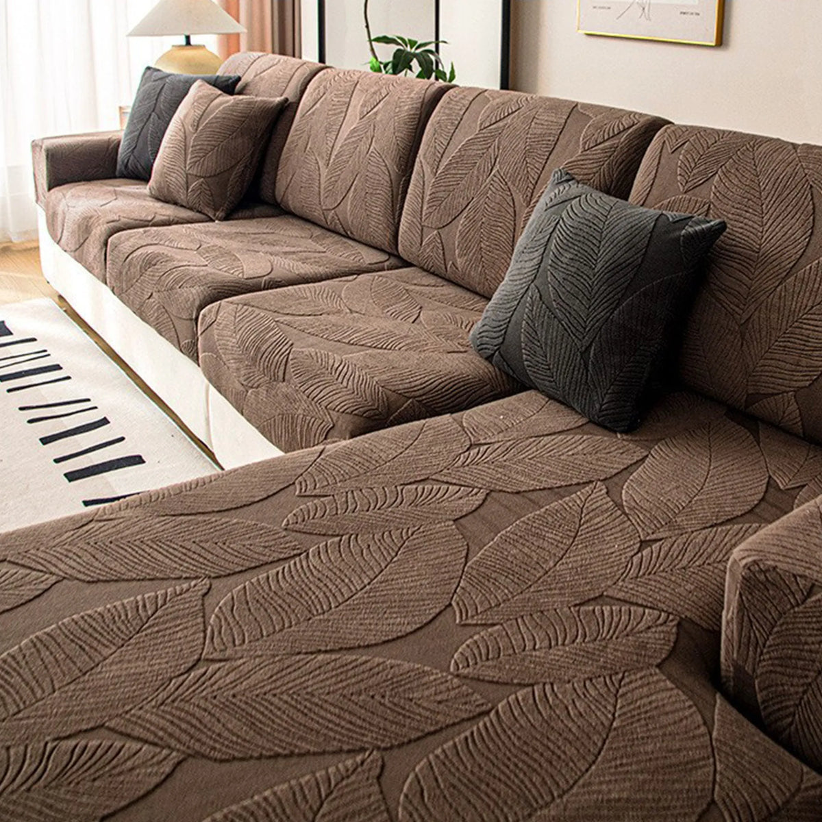 Leaf Velvet Jacquard Modular Sofa Cover