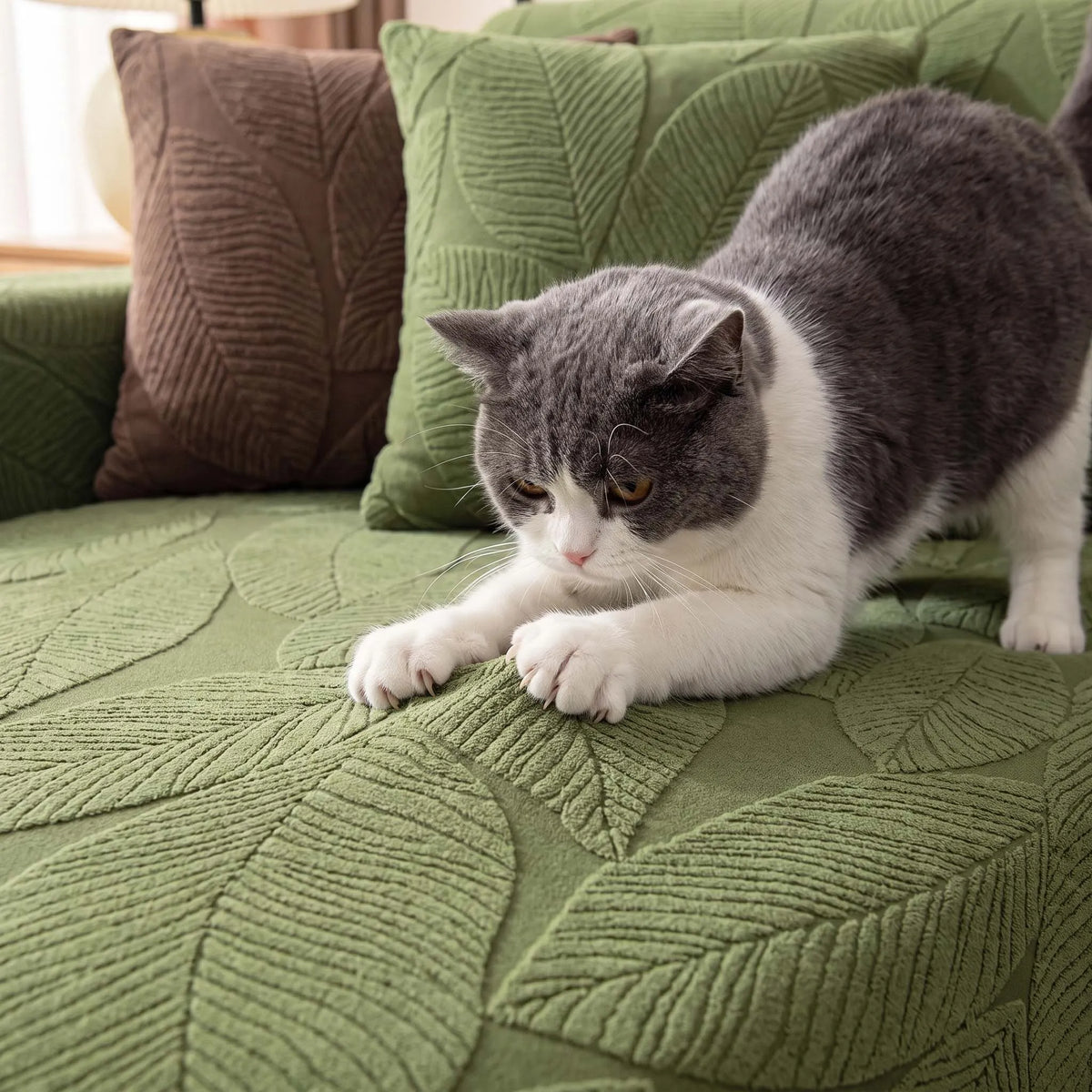 Leaf Velvet Jacquard Modular Sofa Cover
