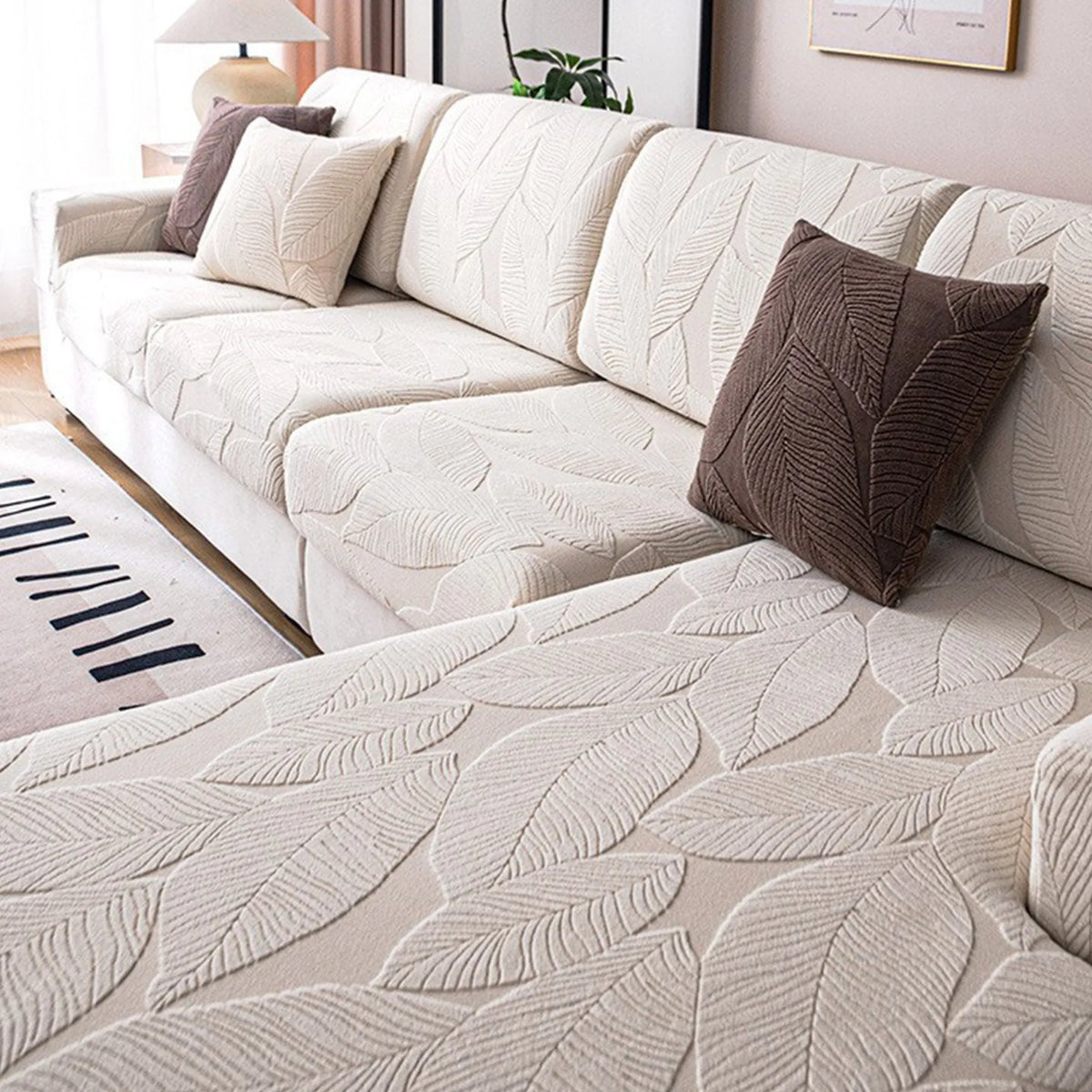 Leaf Velvet Jacquard Modular Sofa Cover