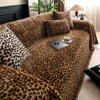 Leopard Print Plush Sofa Cover
