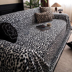 Leopard Print Plush Sofa Cover