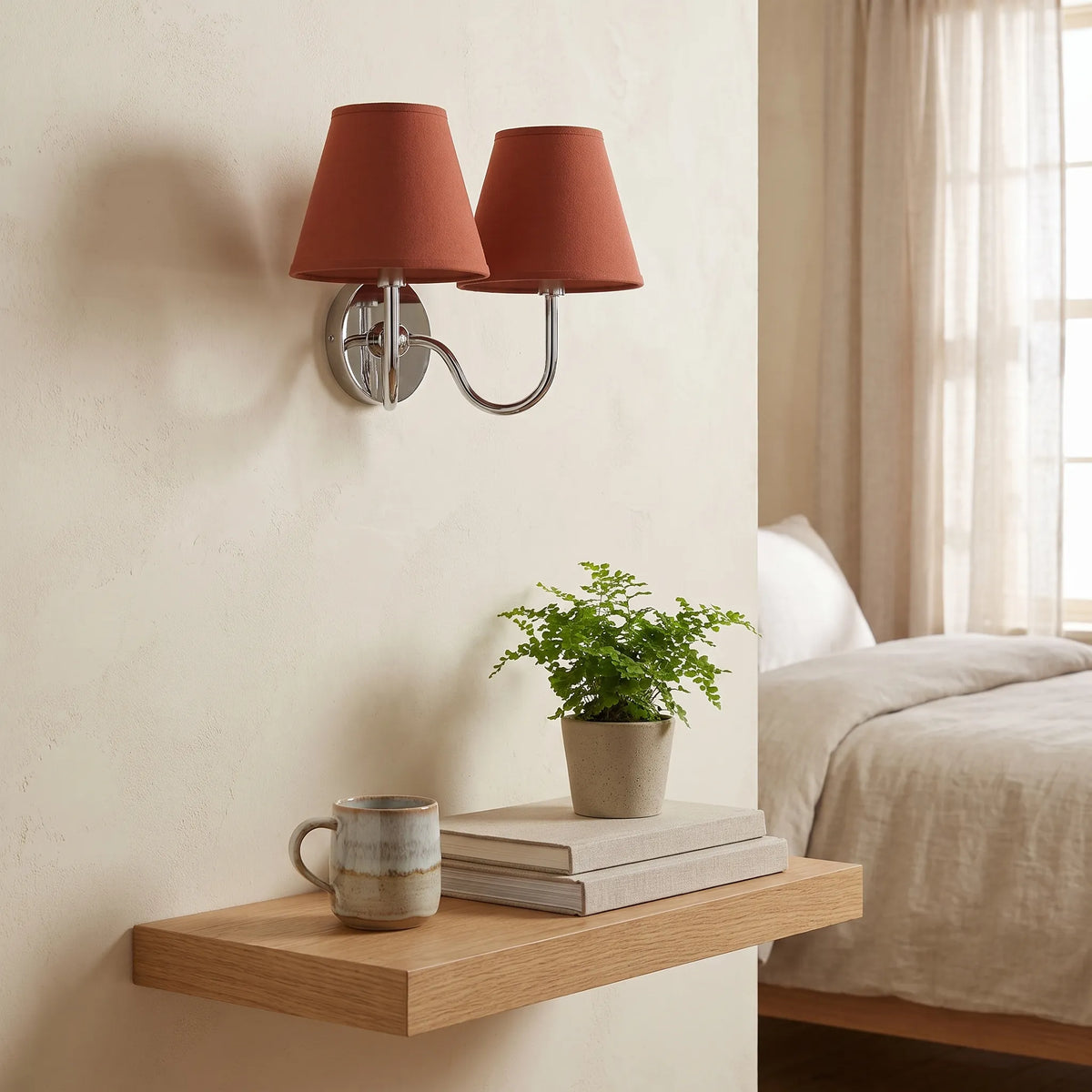 Linen Drum Brass Wall Light