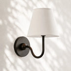 Linen Drum Brass Wall Light