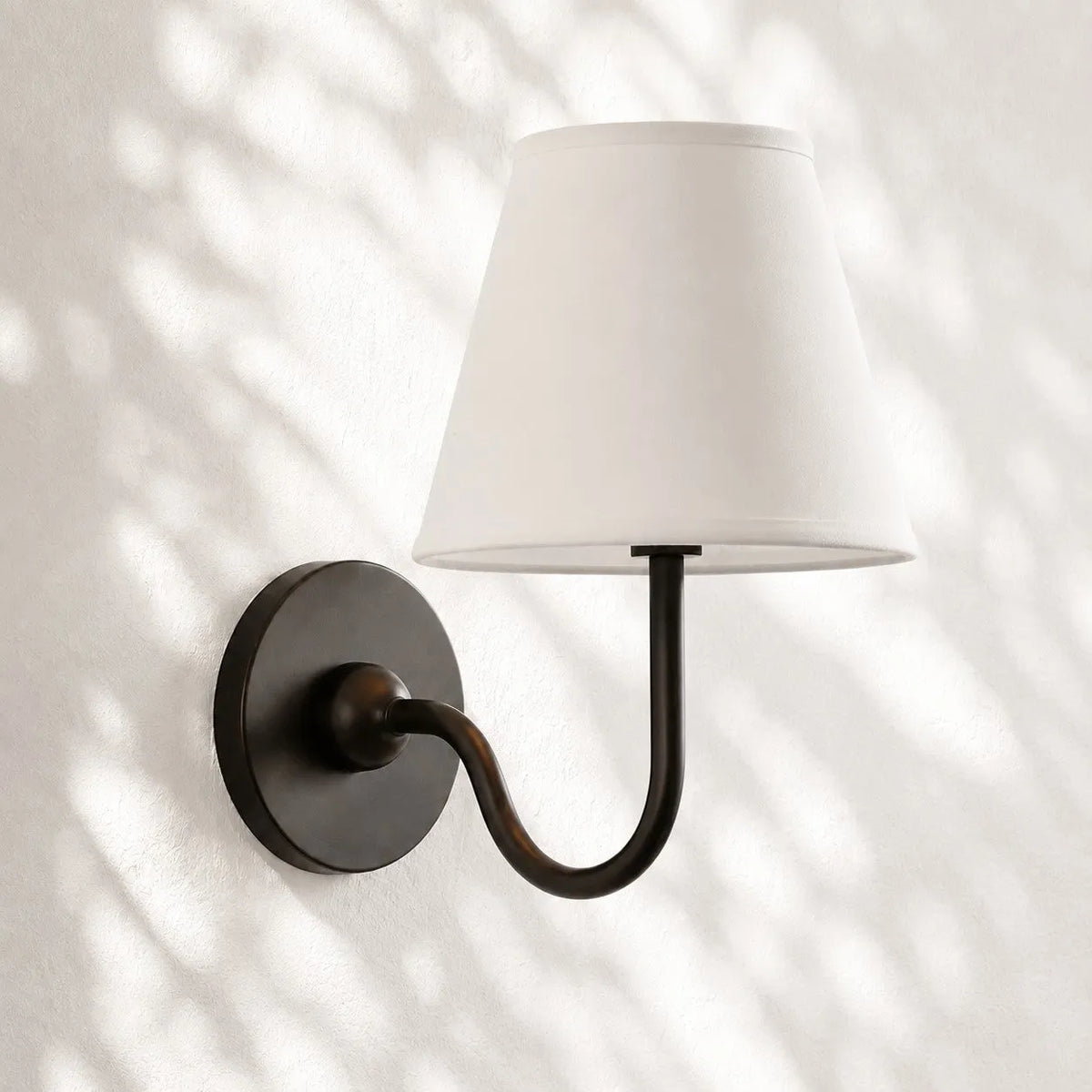Linen Drum Brass Wall Light