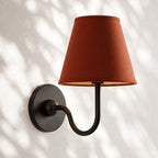 Linen Drum Brass Wall Light