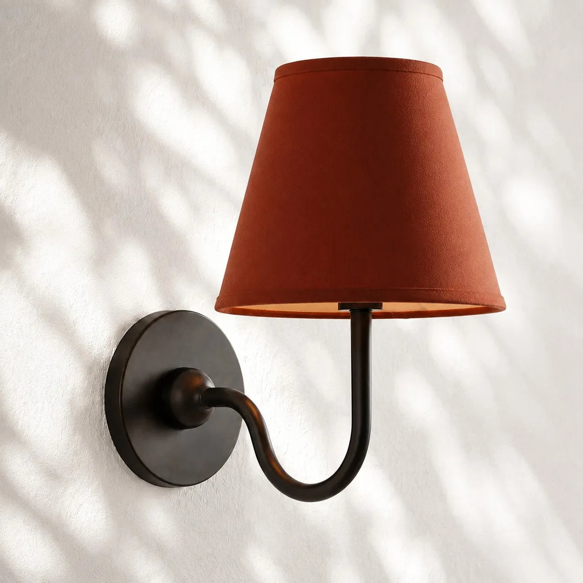 Linen Drum Brass Wall Light