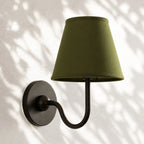 Linen Drum Brass Wall Light