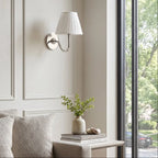 Linen Drum Brass Wall Light