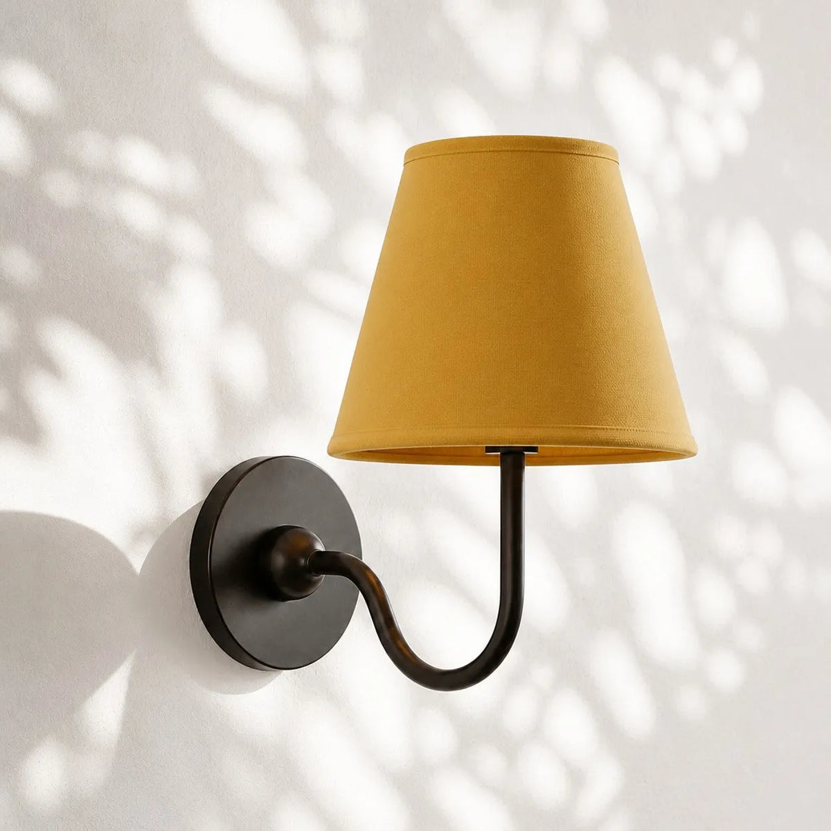 Linen Drum Brass Wall Light