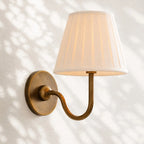Linen Drum Brass Wall Light