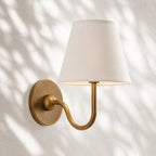 Linen Drum Brass Wall Light