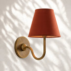 Linen Drum Brass Wall Light