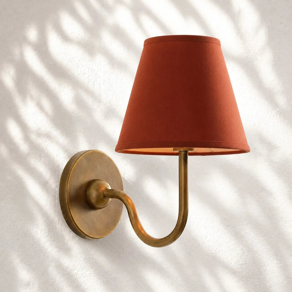Linen Drum Brass Wall Light