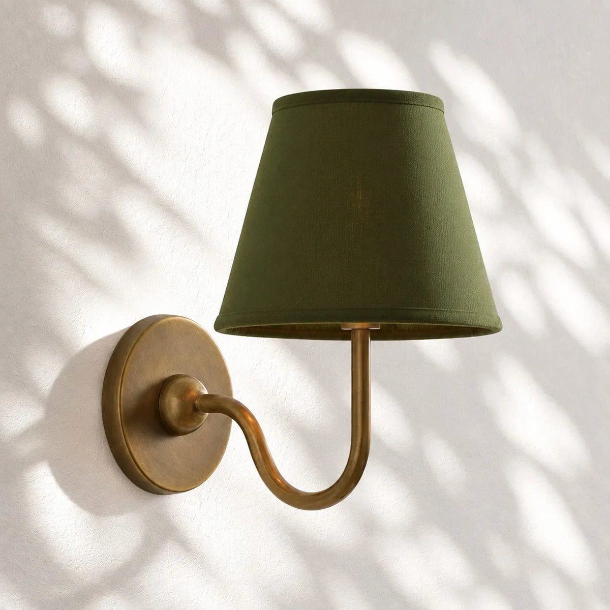 Linen Drum Brass Wall Light