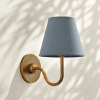 Linen Drum Brass Wall Light