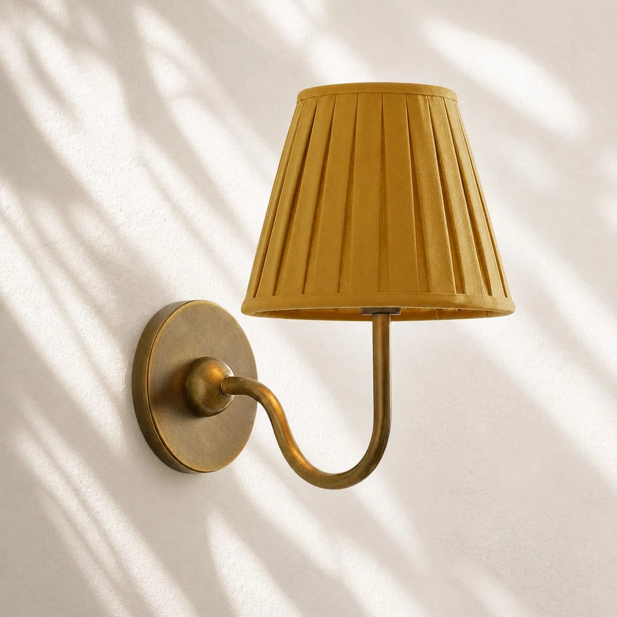 Linen Drum Brass Wall Light
