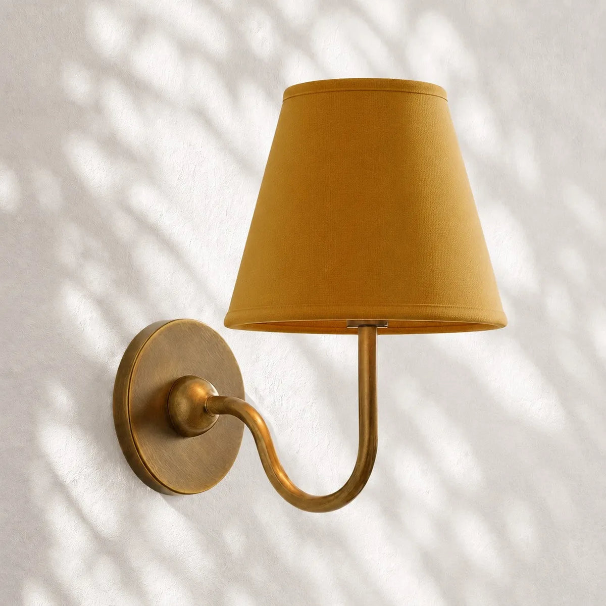 Linen Drum Brass Wall Light
