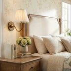 Linen Drum Brass Wall Light