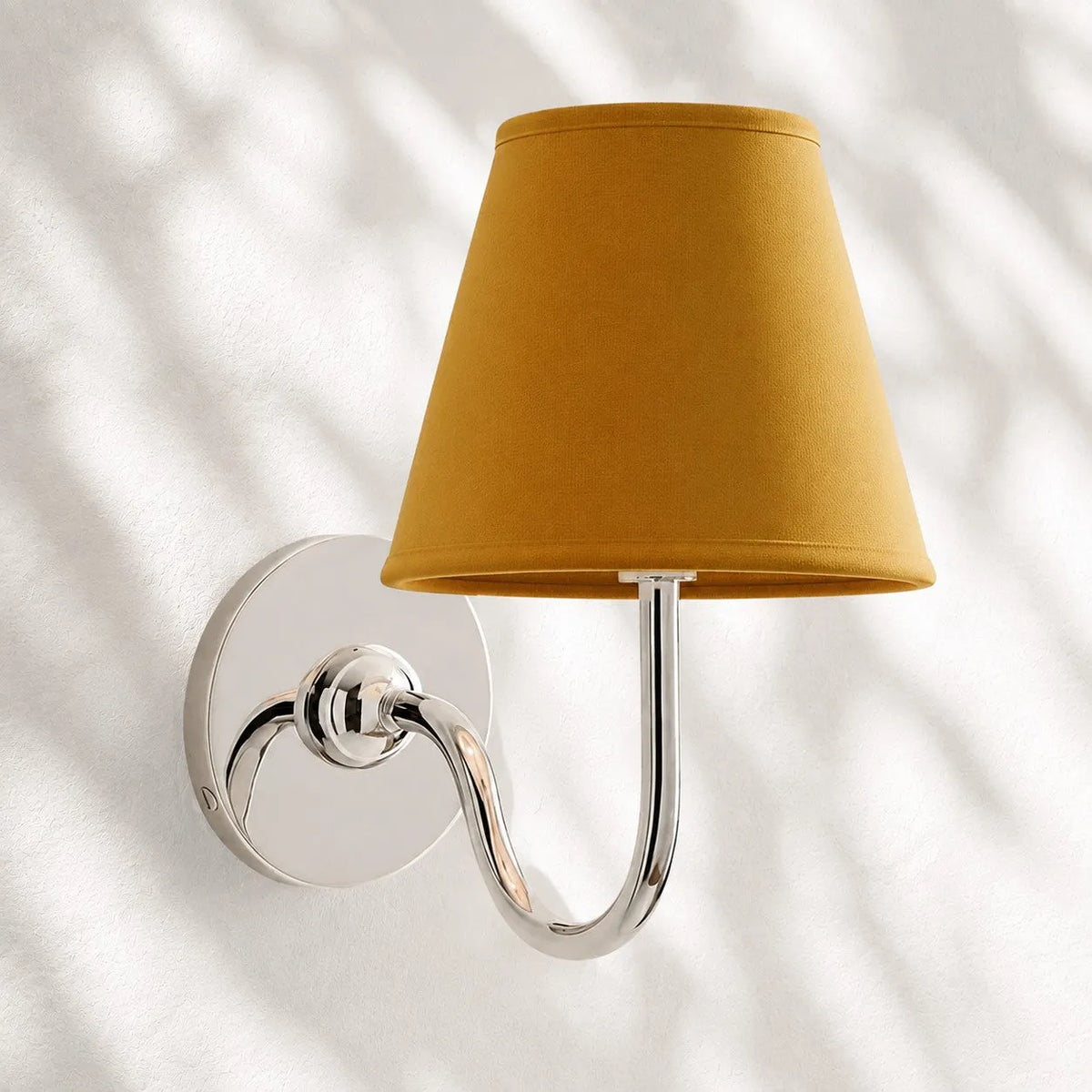Linen Drum Brass Wall Light