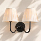 Linen Drum Brass Wall Light