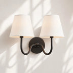 Linen Drum Brass Wall Light