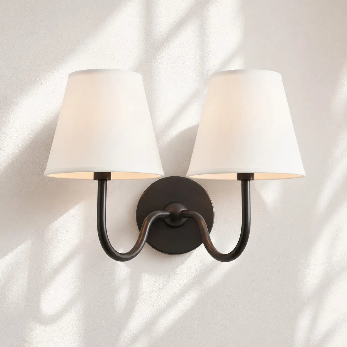 Linen Drum Brass Wall Light