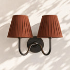 Linen Drum Brass Wall Light