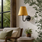 Linen Drum Brass Wall Light
