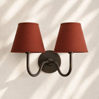 Linen Drum Brass Wall Light