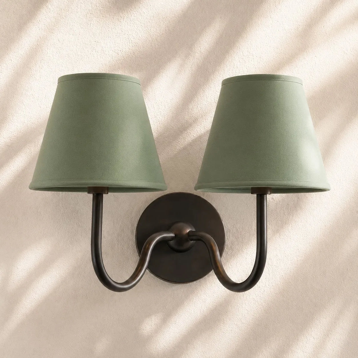 Linen Drum Brass Wall Light