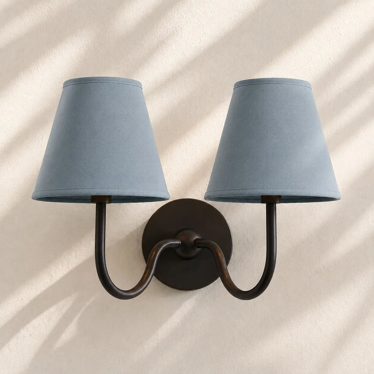 Linen Drum Brass Wall Light