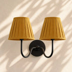 Linen Drum Brass Wall Light