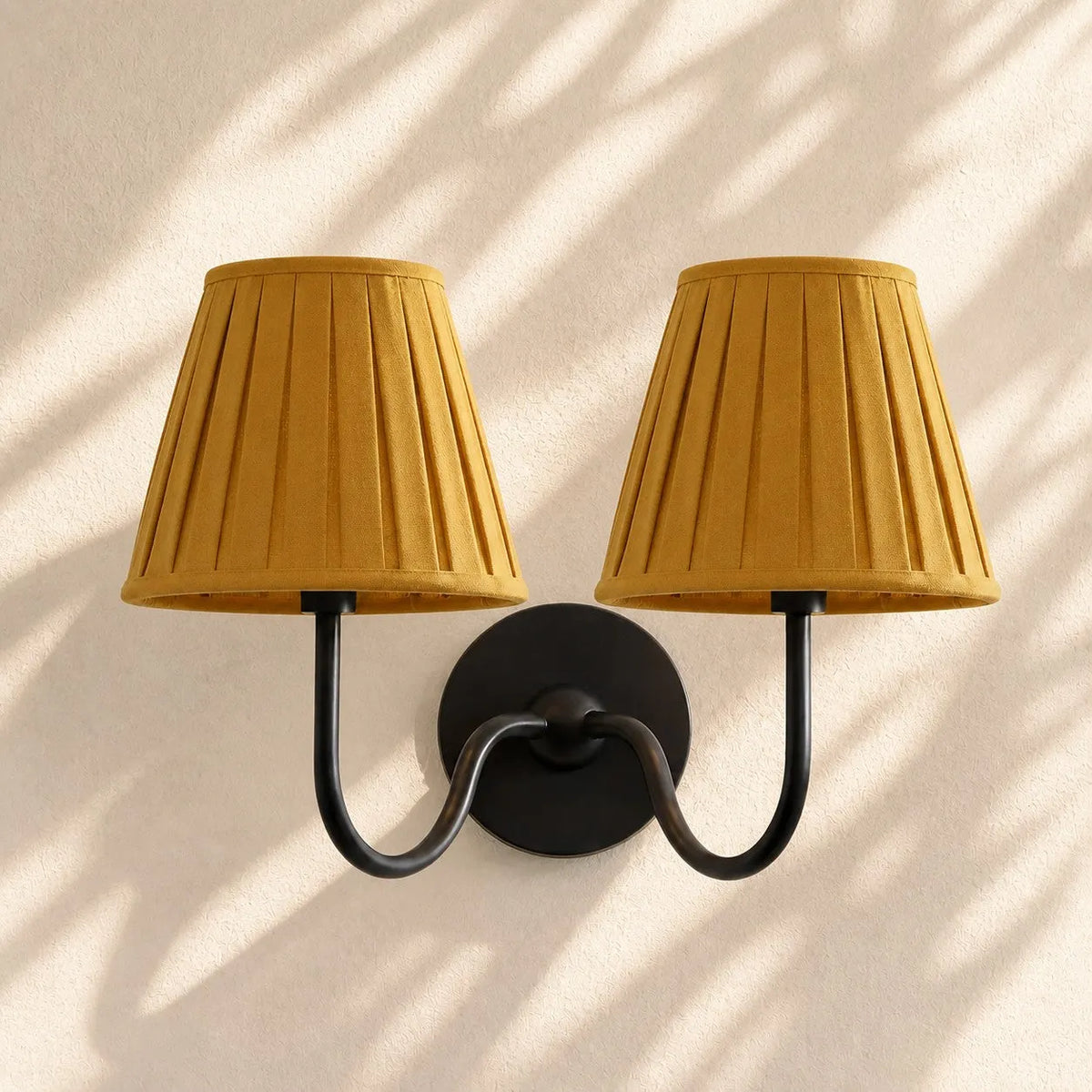 Linen Drum Brass Wall Light