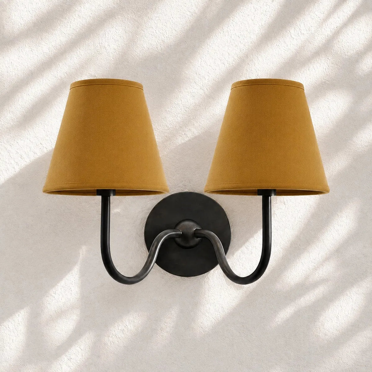 Linen Drum Brass Wall Light