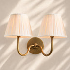 Linen Drum Brass Wall Light