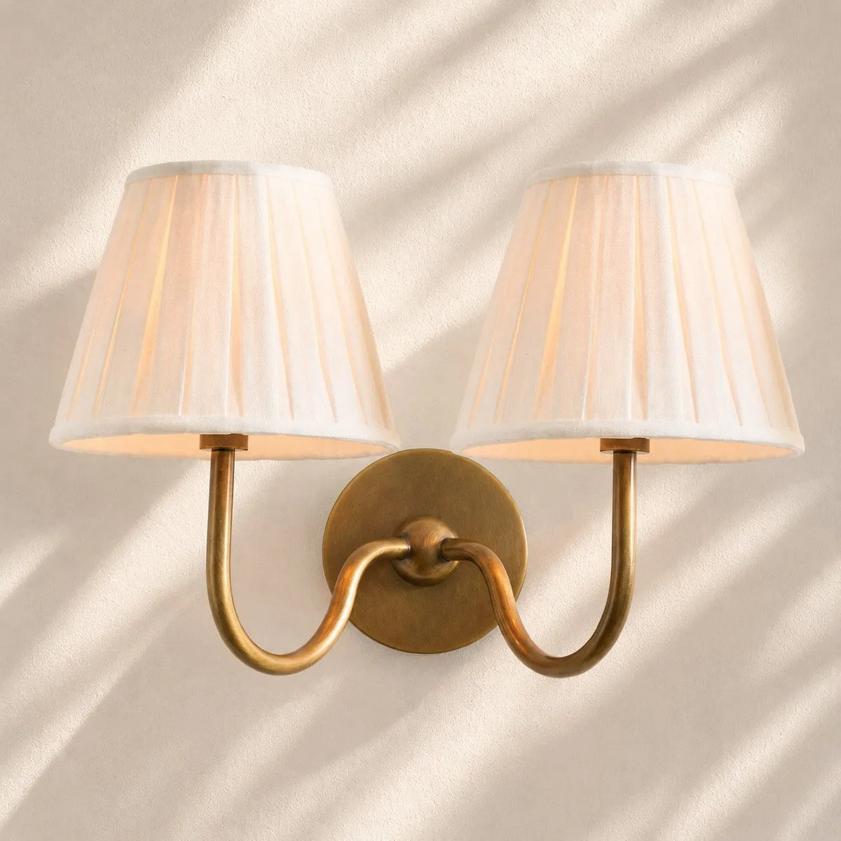 Linen Drum Brass Wall Light