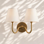 Linen Drum Brass Wall Light