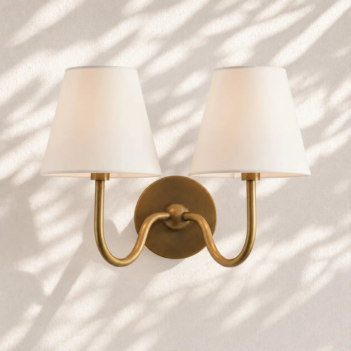 Linen Drum Brass Wall Light