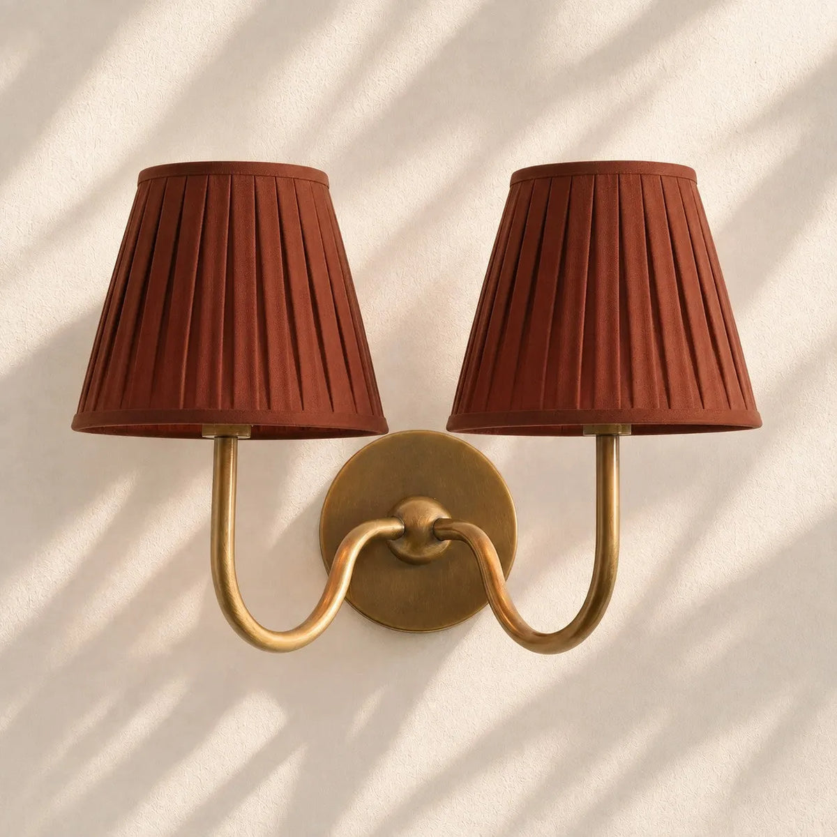 Linen Drum Brass Wall Light