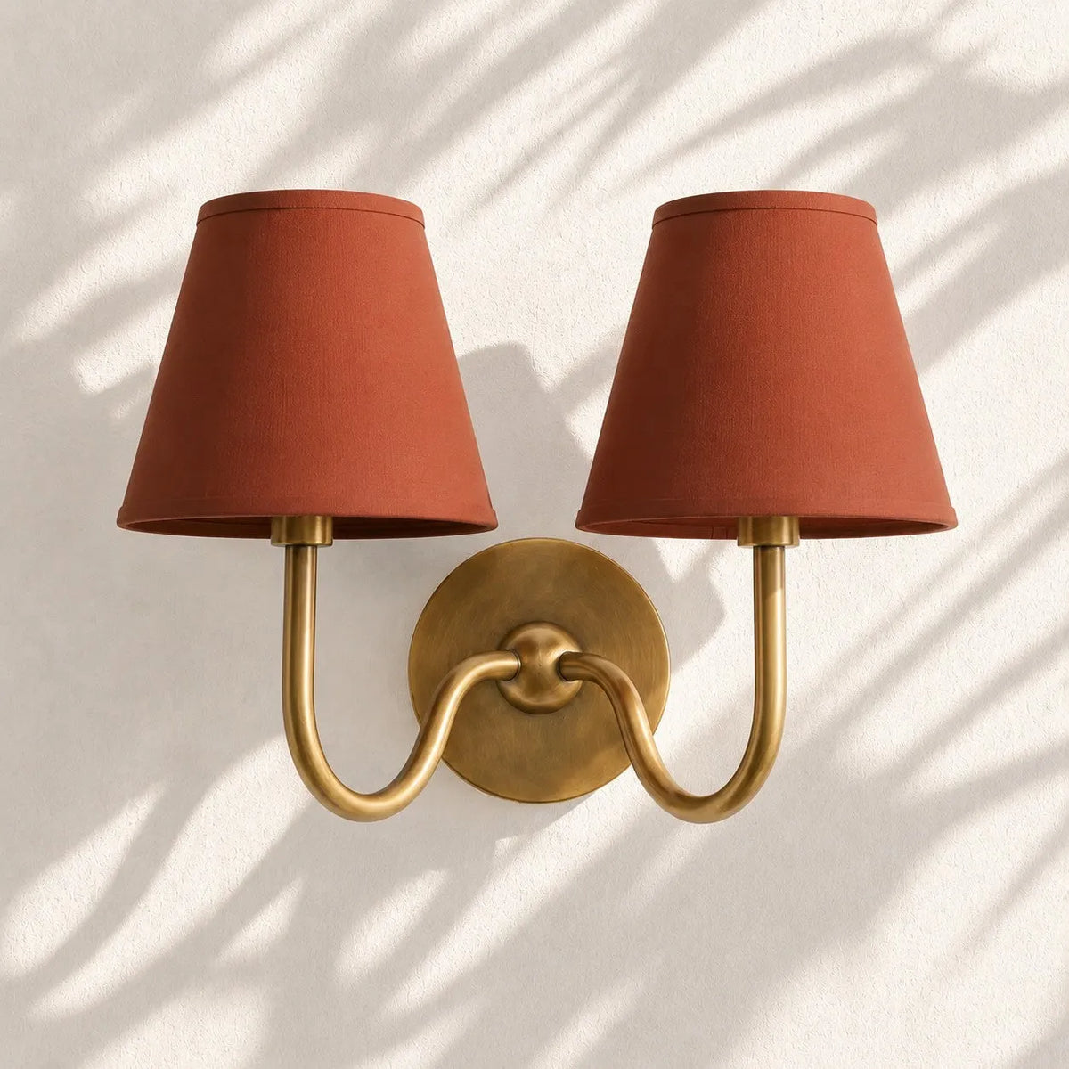 Linen Drum Brass Wall Light