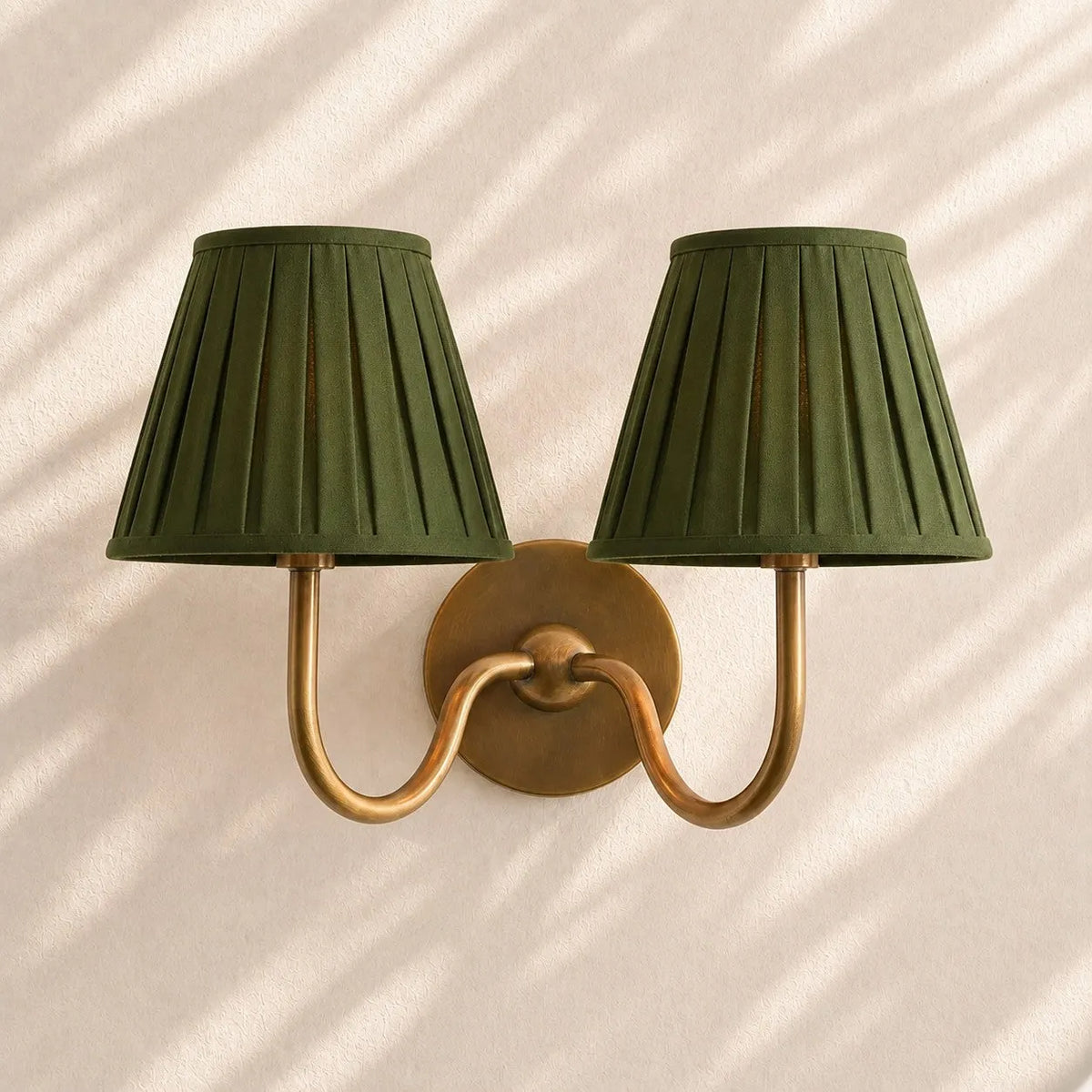 Linen Drum Brass Wall Light