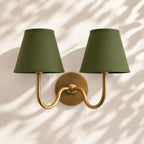 Linen Drum Brass Wall Light