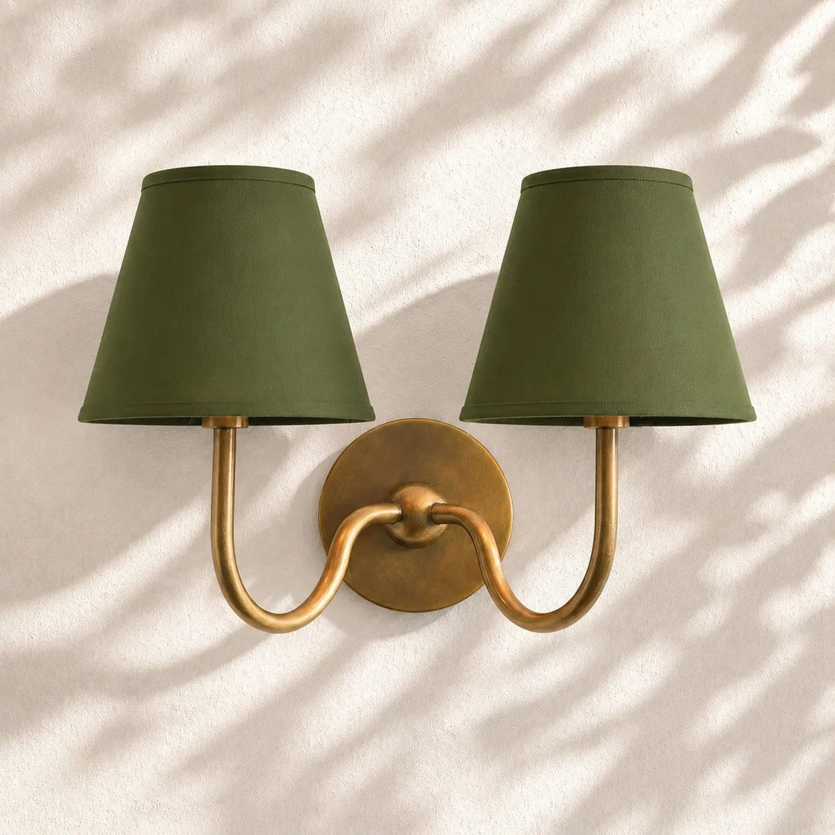 Linen Drum Brass Wall Light