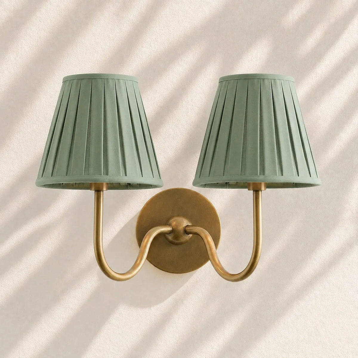 Linen Drum Brass Wall Light