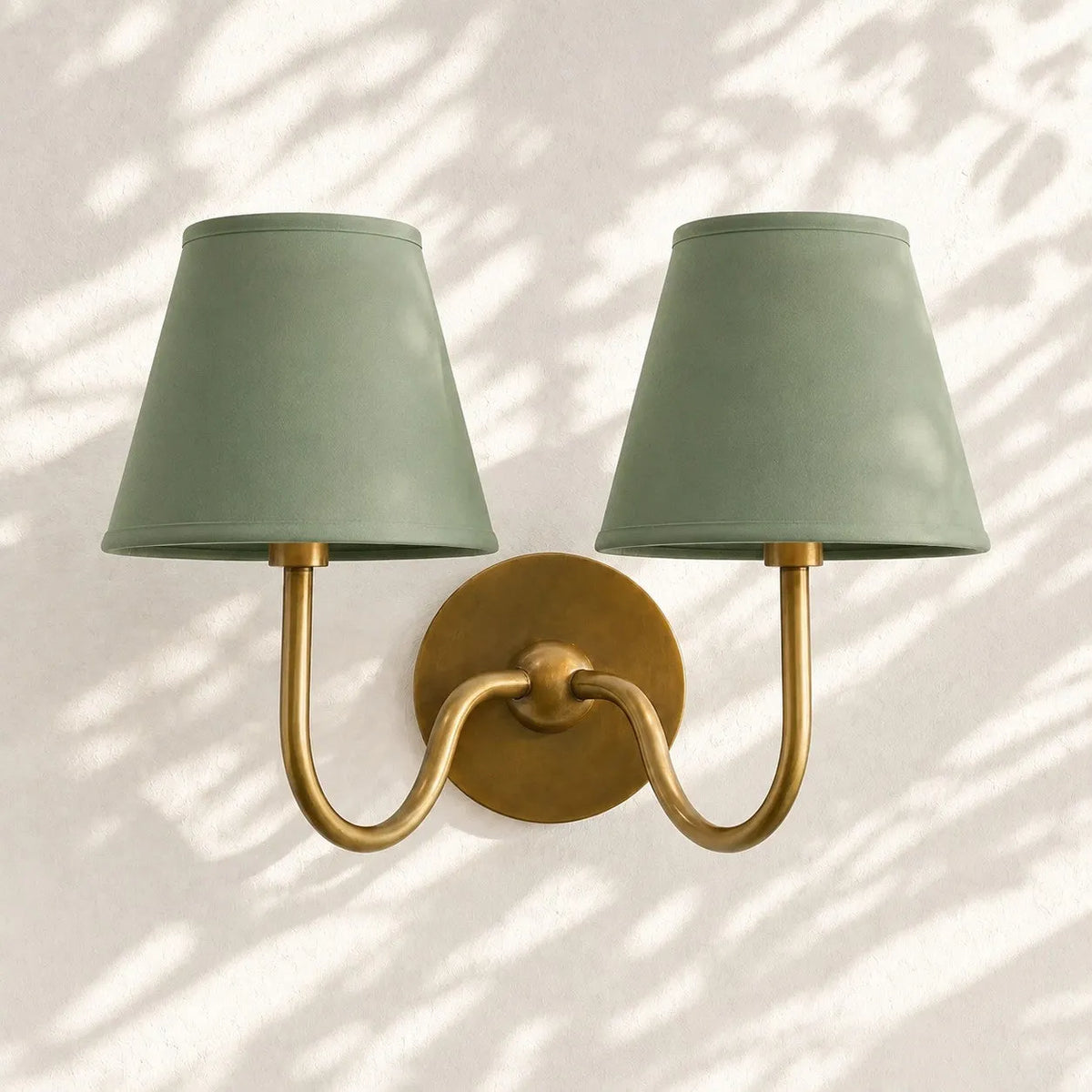 Linen Drum Brass Wall Light