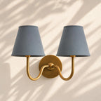 Linen Drum Brass Wall Light