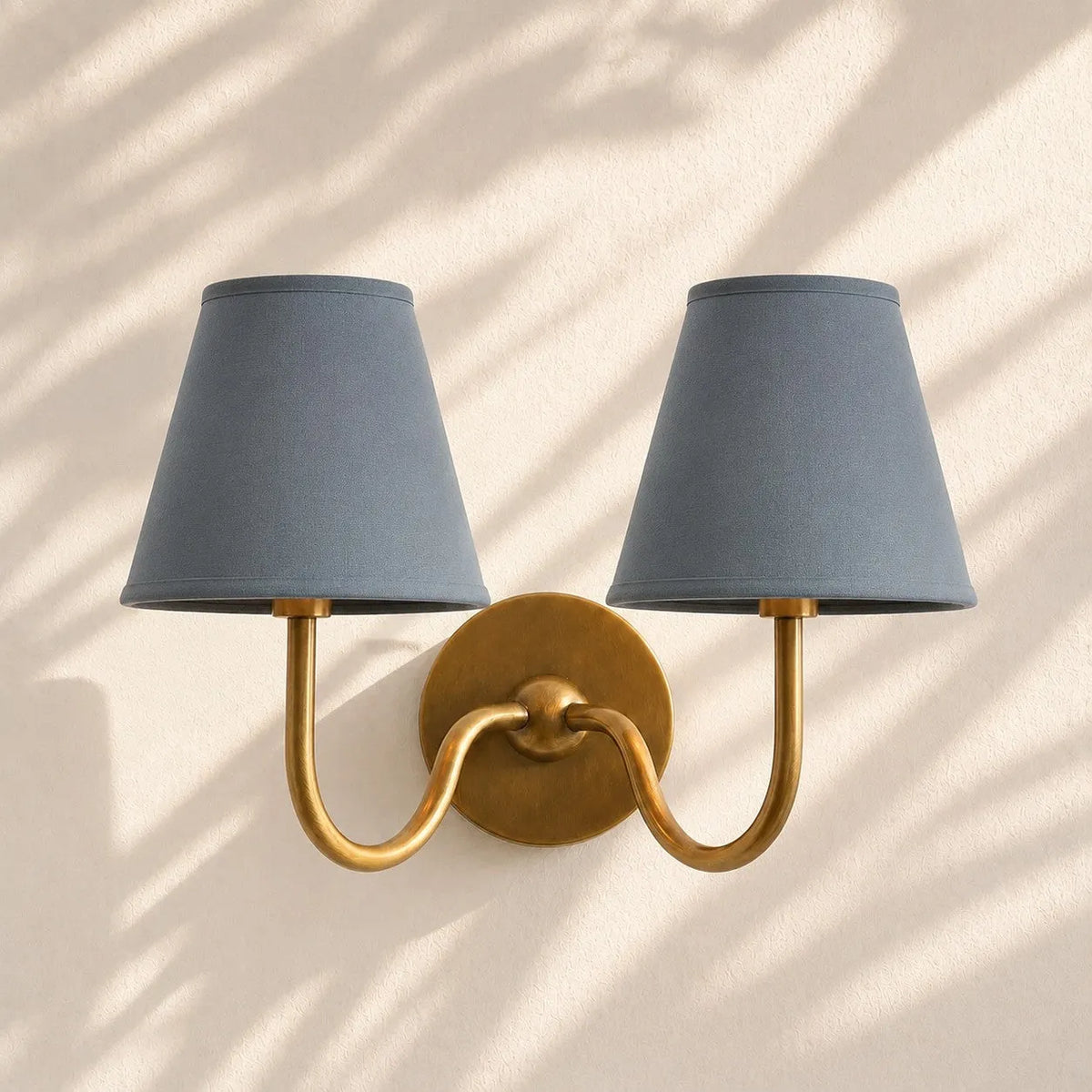 Linen Drum Brass Wall Light
