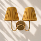 Linen Drum Brass Wall Light