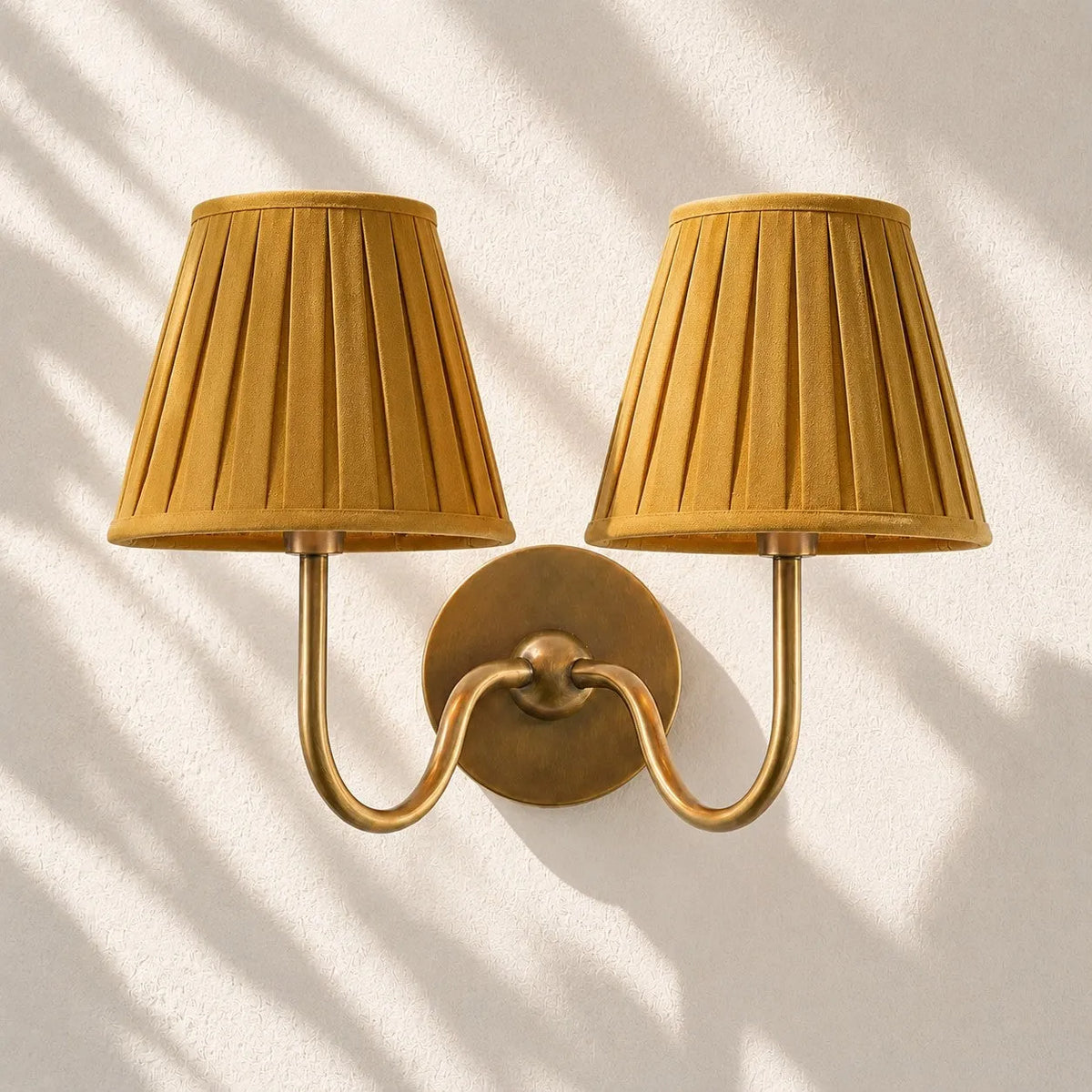 Linen Drum Brass Wall Light